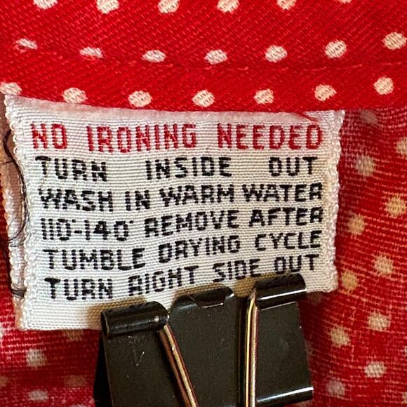 Vintage Girls Dress 8 Red White Blue USA 1970s Retro Mod Short Sleeve Polka Dot - Picture 9 of 9